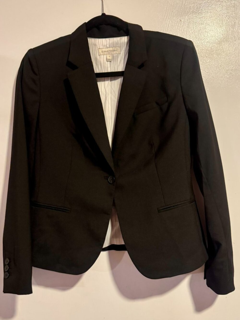 41 Hawthorne Black Wool Blend Blazer, Size 10, Stitch Fix Tailored